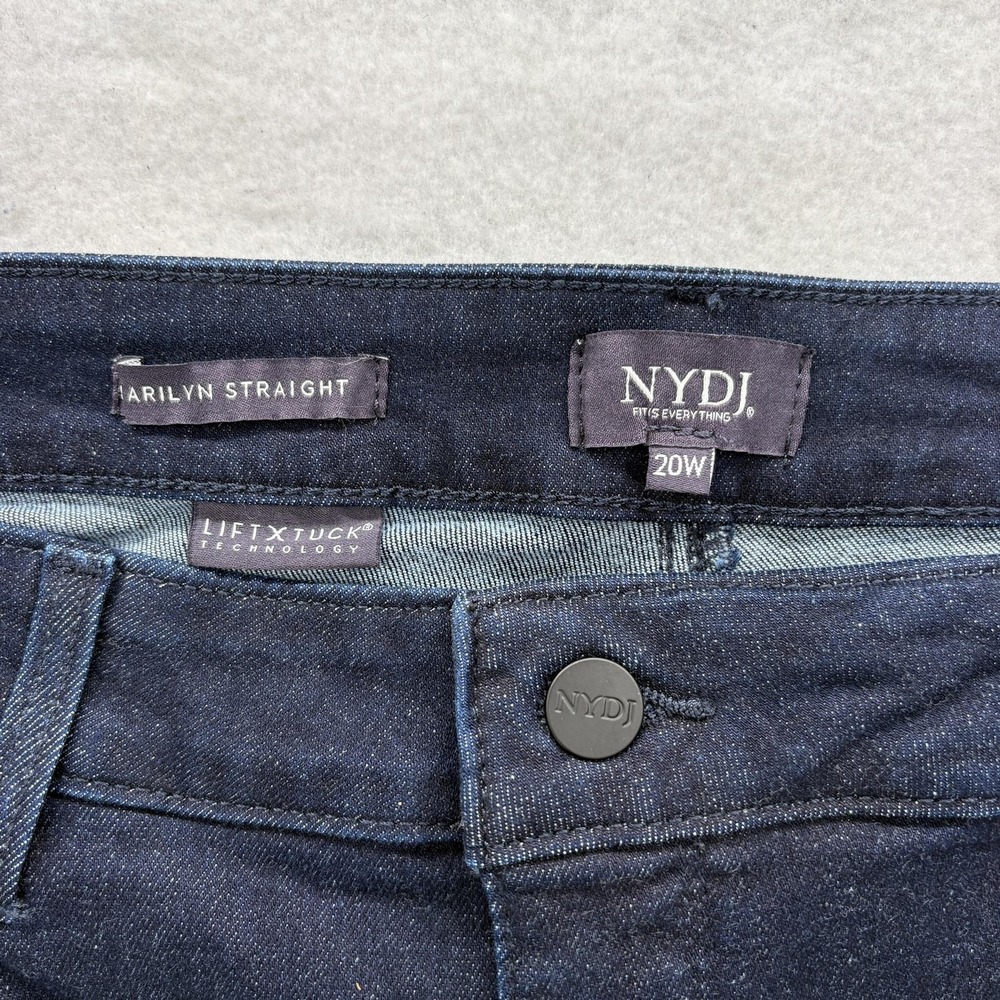 NYDJ Marilyn Straight Jeans Womens 20W Blue Rinse High Rise Stretch Lift Tuck - Picture 3 of 11